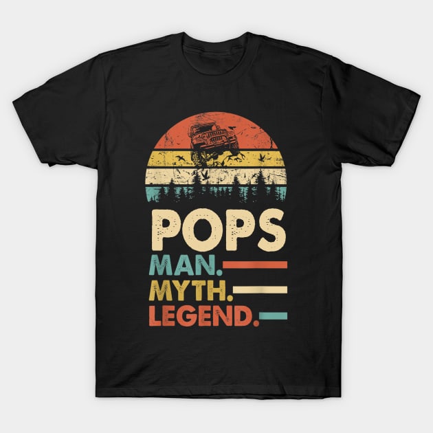 Pops Man Myth Legend Vintage Jeep For Mens Papa Father's Day Jeep gift T-Shirt by David Darry